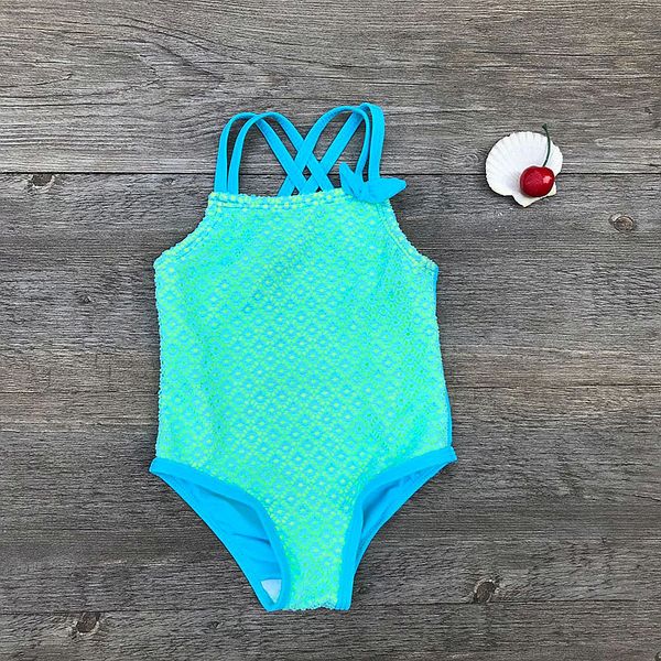 

2019 bowknot lace girls swimwear swimming suit kids one piece swimsuit bather children swimsuits bathing suit a87