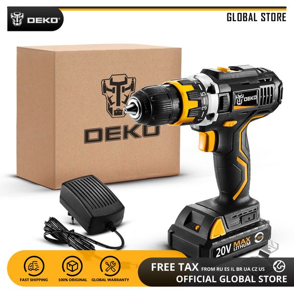 

deko gcd20du2 20v max li-ion battery power tool variable speed electric screwdriver with led light cordless drill standard set