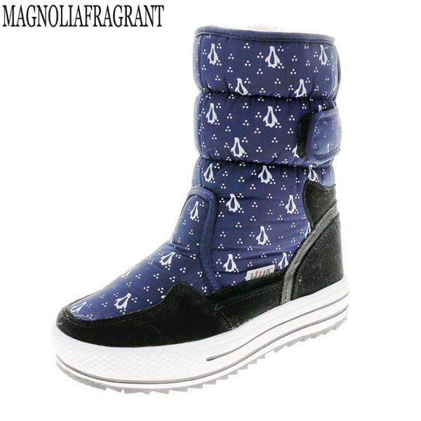 

winter botas mujer ladies keep warm cashmere snow boots in the slope with penguin female boots waterproof non-slip women's, Black