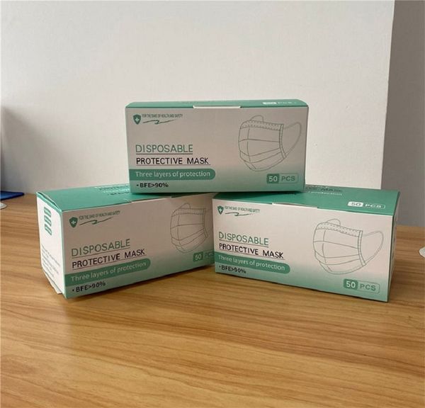 

3-layers men disposable face anti masks fast delivery dust fog civilian mouth masks dustproof non-woven protective dustproof mask, Blue