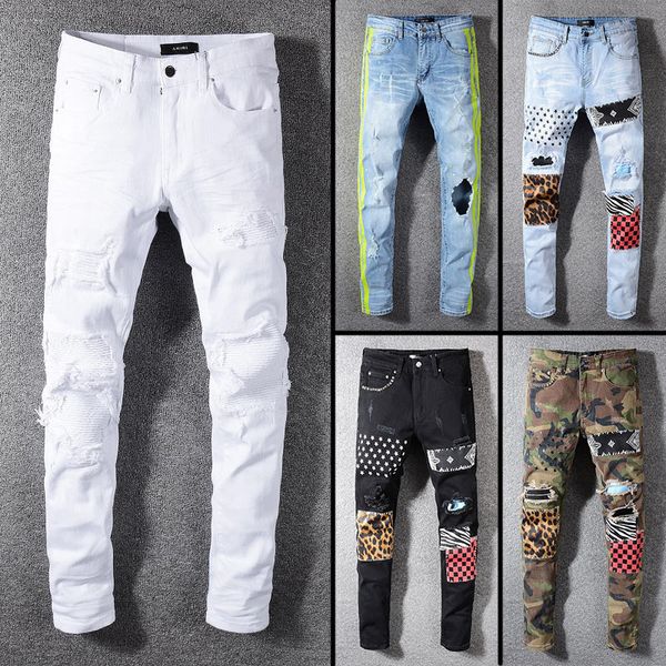 

2019 famou brand de igner jean men fa hion treet wear men biker jean man pant, Blue