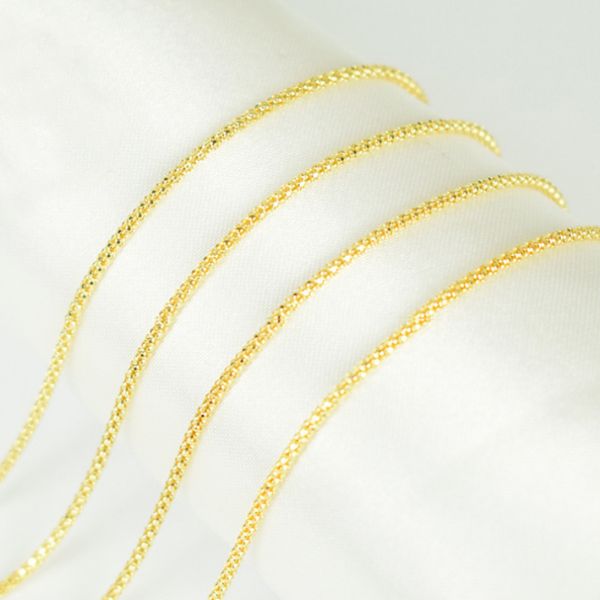

925 sterling silver gold color chain necelace 1.6mm wide round popcorn necklace collares jewelry for women men girls boys