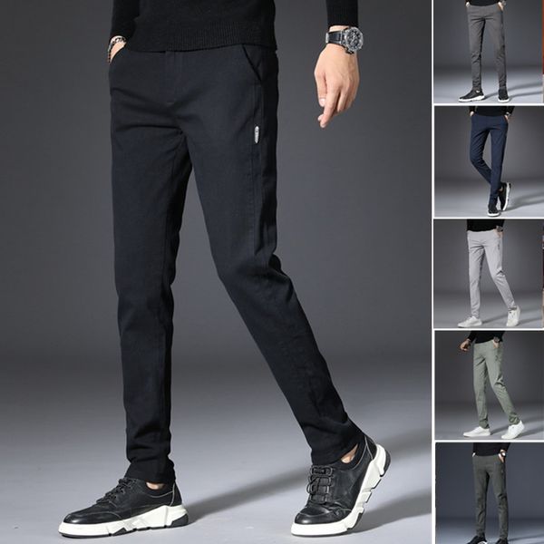 

2019 new autumn winter men pants straight casual men thick trousers classic business fashion pants for, Black