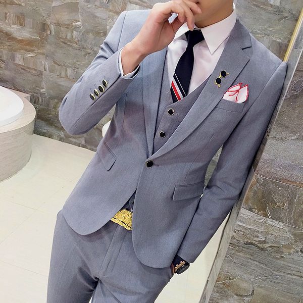 

man british style business and casual solid color suit wedding groom tuxedos costume double boutonnage homme, White;black