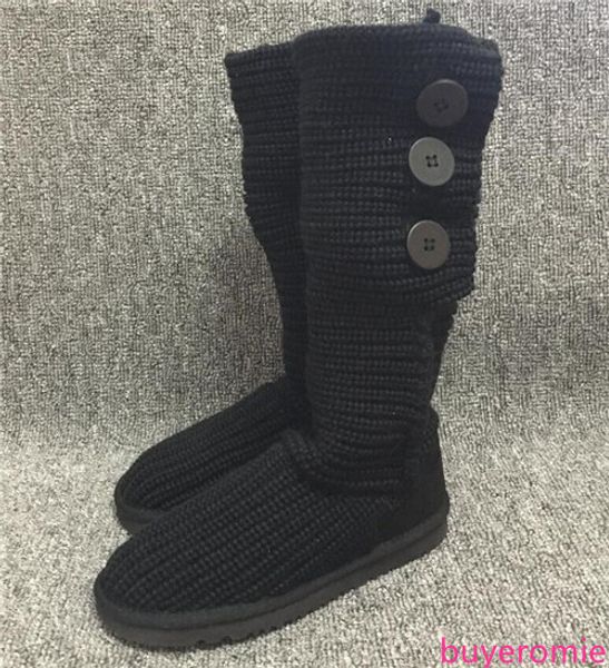 

designer boots women snow boots australian style knitting turned-over winter long boots brand ivg black grey women's size