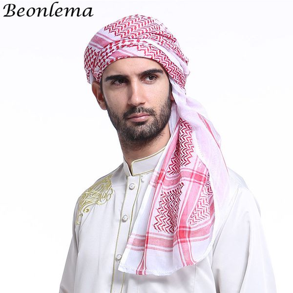 

beonlema islam men turban arabic bonnet scarf musulamne head wraps arab clothing men headdress saudi arabia hijabs, Red