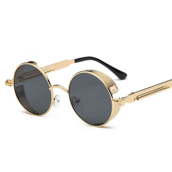 Retro Steampunk Sunglasses Round Steam Punk Metal Shields Sunglasses UV400