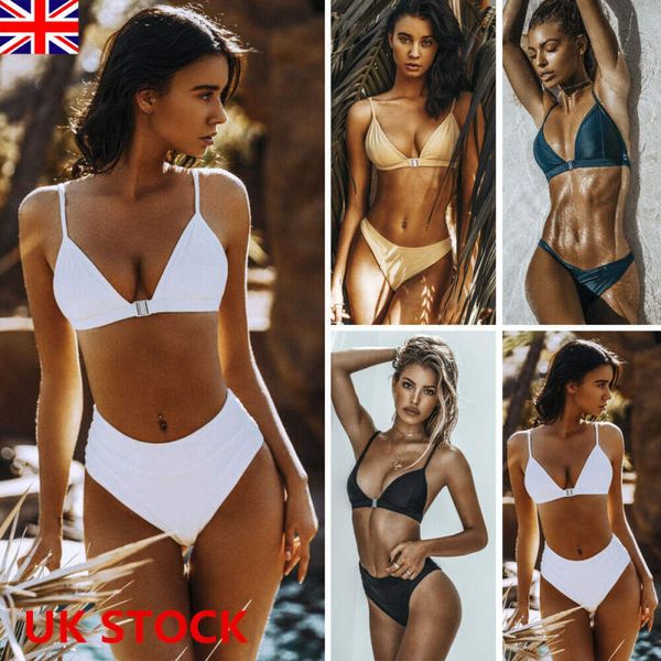 

uk womens bikini set swimsuit high waist ladies summer female solid monokini swimwear beachwear bathing suit