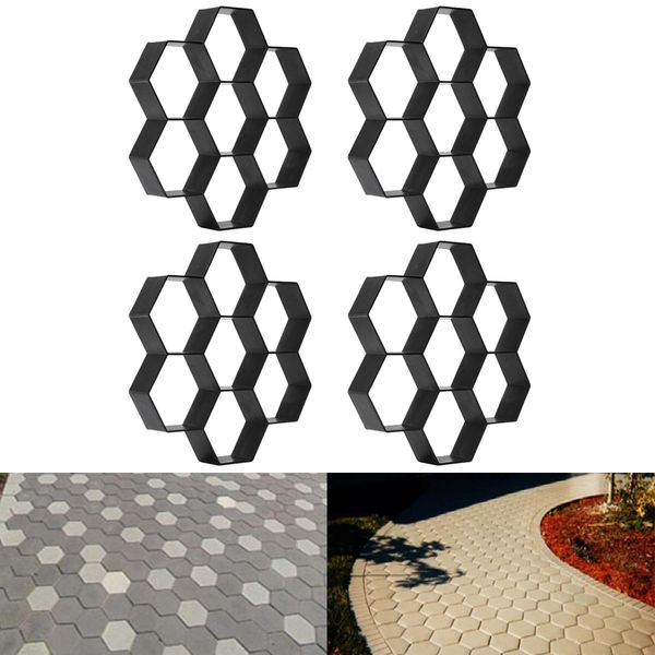 

4 pieces garden supplies path maker road step stone paving cement mould brick