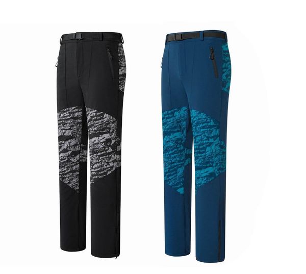 

warm winter men soft shell pants waterproof fleece windproof skiing trousers outdoor skiing windproof pants soft shell pants, Black