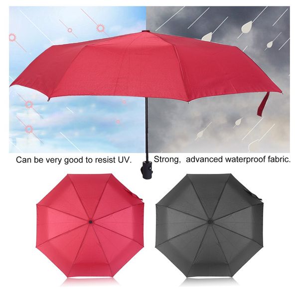 

94x66cm durable fashionable advanced fully-automatic uv-proof three folding business solid sunshade rain umbrella