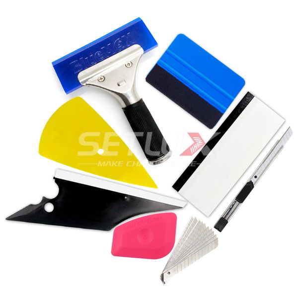 

8 pcs/set squeegee car window tinting auto film wrapping install applicator tools kits universal glue removing card and rubber