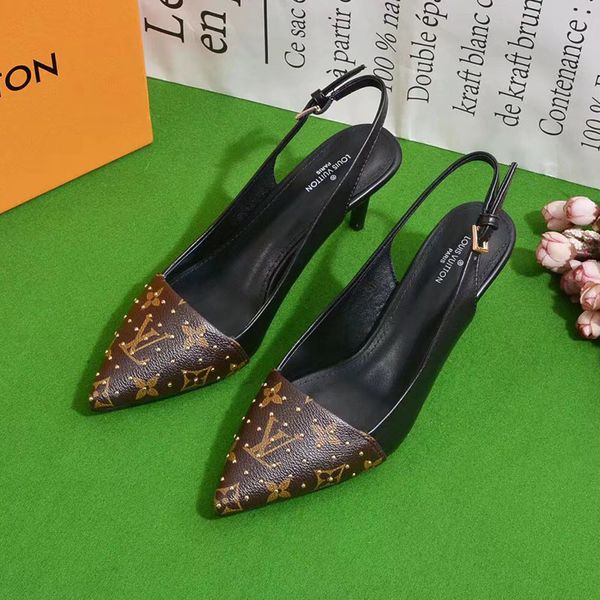 

2019 brand fashion luxury designer women shoes designers shoes high heel fashion women shoes slip on with box size 35-42, Black