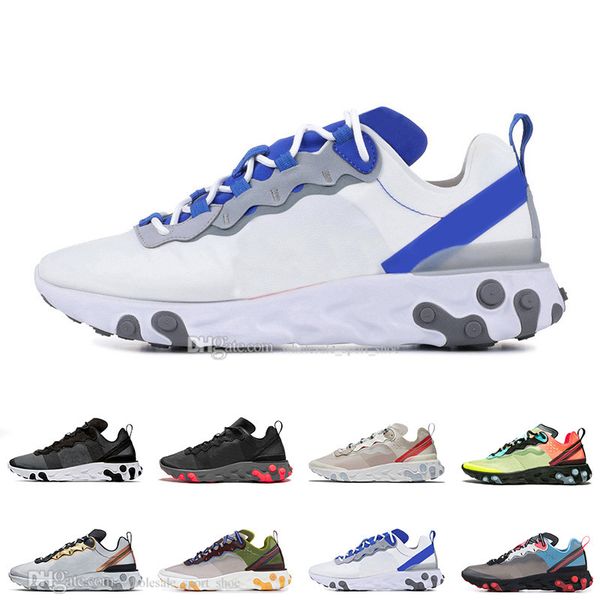 

drop shipping react element 87 55 white royal red anthracite men women running shoes solar red desert sand mens trainers sports sneakers, White;red