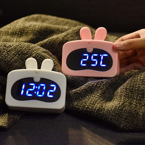

alarm clock creative led digital snooze cartoon electronic table deskdespertador usb cable clock home office