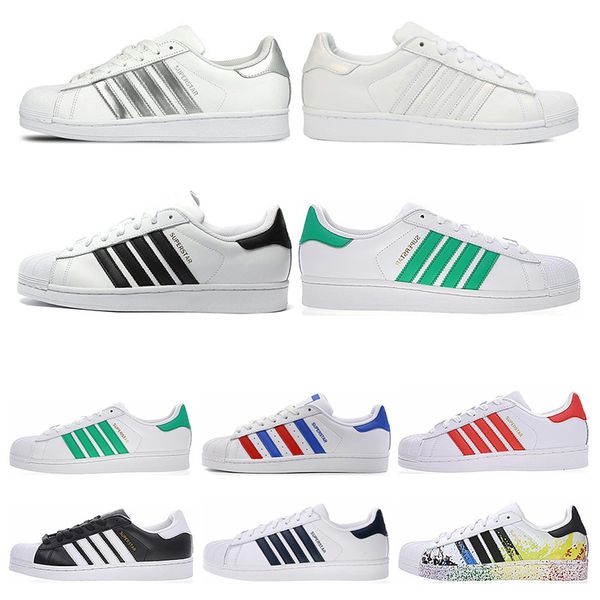 

Designer Superstars White Black Hologram Iridescent Junior Superstars 80s Pride Sneakers Super Stars Women Men Sport Casual Shoes size 36-44