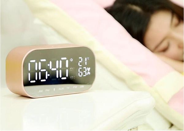 

1 piece digital led clock multifunctional noiseless led mirror clock display time temperature electronic desk table clocks