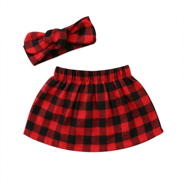 

christmas newborn infant baby girl plaid skirts dress xmas outfit set clothes, White
