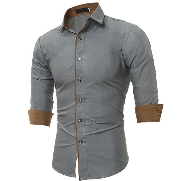 

2019 new winter classic color personality trim men's casual long-sleeved shirt slim 5227, White;black