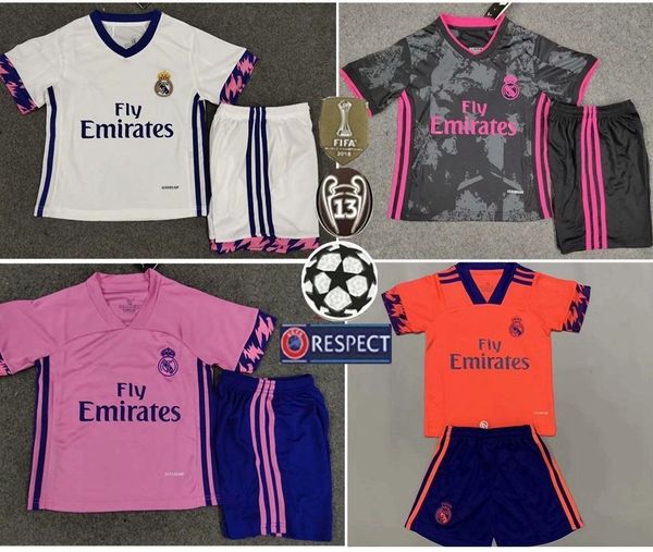 

реал kids комплект детские рубашки 2020 2021 опасности bale рамос модрич футбол джерси 20 21 футбол мальчики оборудование, Black