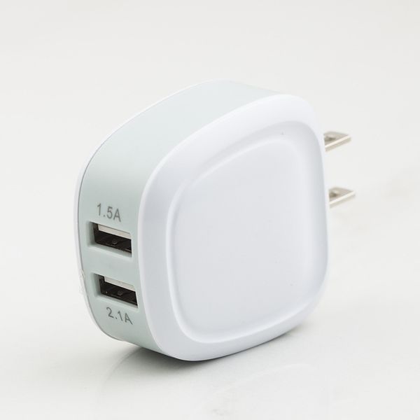

5V Phone Adapter Phone Charger Dual USB Charging Plug Head Universal Mobile Phone Direct Chargers for US Black White Colors