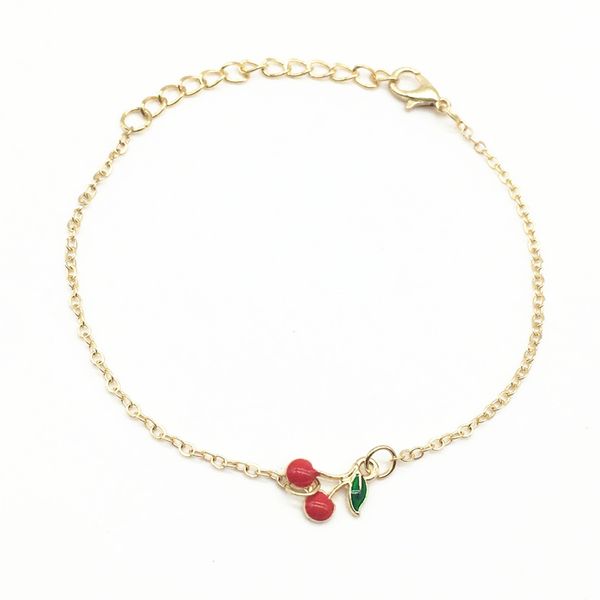 

2018 new arrival cherry charm bracelet fashion bracelets cute jewelry women accessories fine gold chain gifts for women, Golden;silver