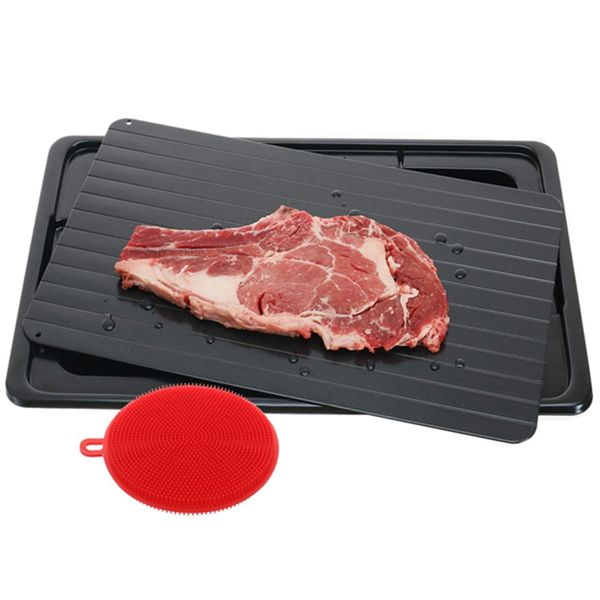 

defrosting tray | thawing plate for fast defrosting of frozen foods | premium quality defrost tray | with bonus drip tray and