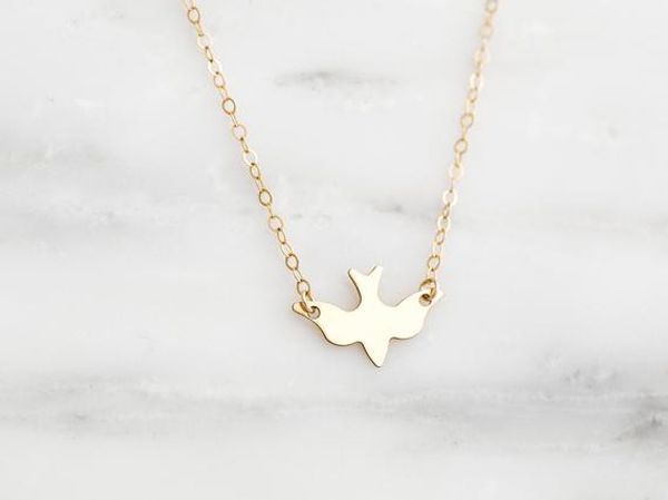 

30 flying bird unrestrained peace dove necklace fashion little swallow baby sky animal abstract european popular lucky woman mother men&#039, Silver