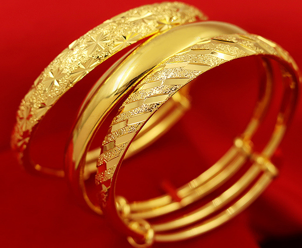 

vietnam shajin women's push-pull bracelet fine star meteor shower thickened 999 gold bracelets wholesale, Golden;silver