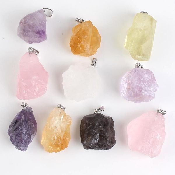 

kraft-beads popular silver plated irregular shape connector natural citrines pendant amethysts stone jewelry