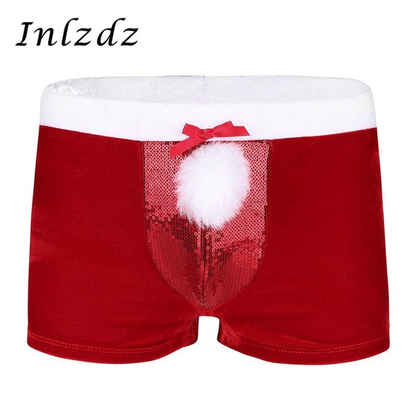 

#m-xl red mens lingerie velvet christmas holiday boxer shorts underwear underpants, Black;white