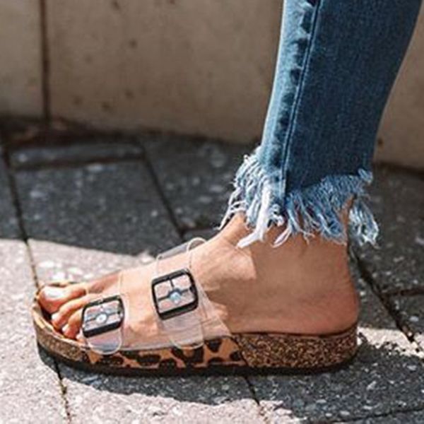 

slippers adisputent 2021 women summer outdoor beach lace up open toe leopard mutil color breathable ladies, Black