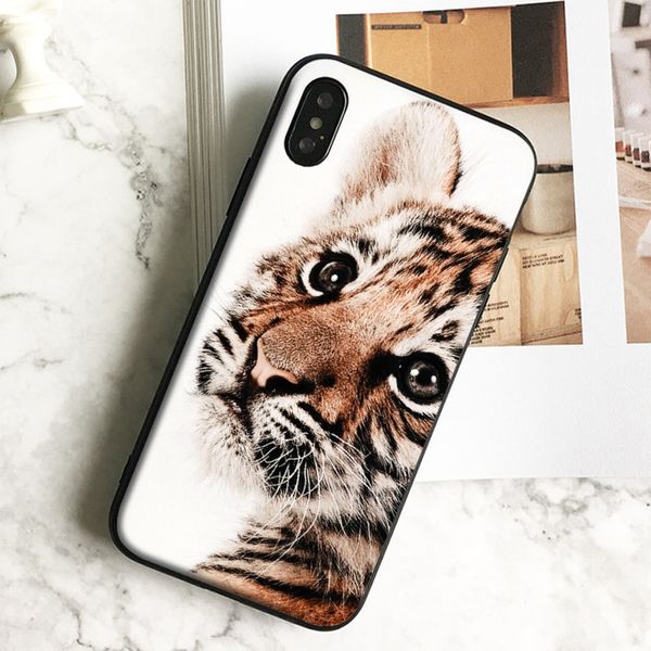 

fundas luxury cute baby tiger phone case for iphone 11 pro xs max xr 8 7 6s plus 5 se case soft black tpu silicone cover.