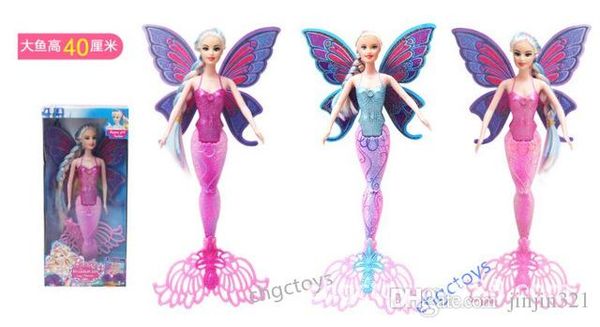 

2019 new fashion swimming mermaid doll girls magic classic mermaid doll with butterfly wing toy for girl's birthday gifts