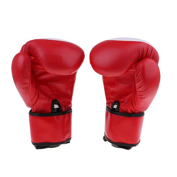 

sports boxing gloves leather training mitts for karate sparring fighting with adjustable handwraps wrist support bracer, Black;red