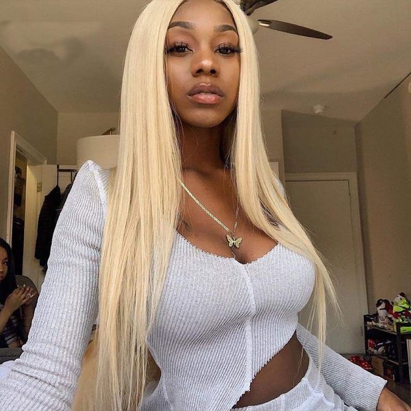 

#613 blonde full lace human hair wigs lace frontal human hair wigs brazilian virgin straight hair transparent lace 8~20inchesfor black women, Black;brown