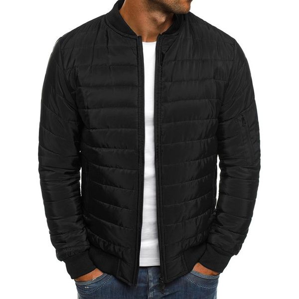

men's autumn winter park coats 2020 fashion zipper keep warm down jacket casual solid light coat casaco masculino, Black