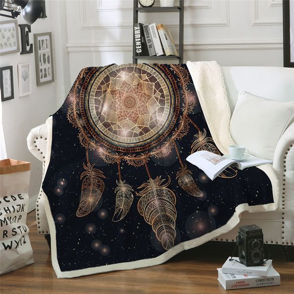 

dream catcher throw blanket on the bed galaxy boho sherpa fleece blanket luxurious velvet plush sofa plaid manta