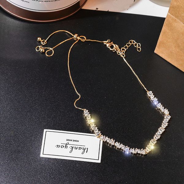 

korean luxuries shining zircon choker necklace women 2020 new trendy elegant necklace wedding party jewelry gifts, Golden;silver