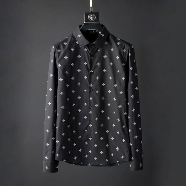 

duyou men 100% cotton shirt men print full bees dress shirt slim fit casual shirts brand clothing dy2135, White;black