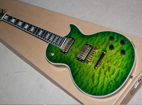 

бесплатная доставка завод custmosized зеленый гитара электрическая с белой окантовкой, золотой аппаратных средств, предложение customized ка