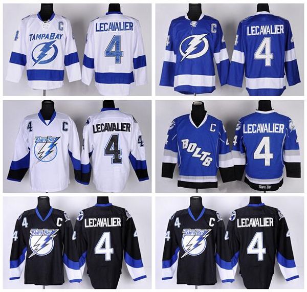 

tampa 4 vincent lecavalier jerseys ice hockey blue white black team color alternate all stitched for sport fans quality, Black;red