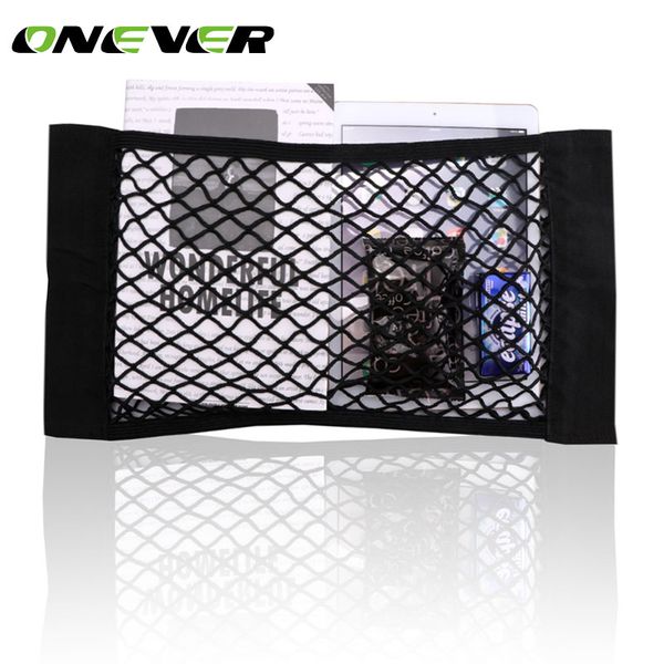

onever 50cm x 25cm car auto seat back storage mesh net bag car magic sticking holder pocket trunk organizer net storage bag