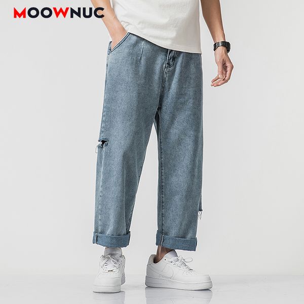 

jeans for men casual fashion full-length pants streetwear hip hop denim male moownuc hole fit 2020 new spring summer sweatpants, Blue