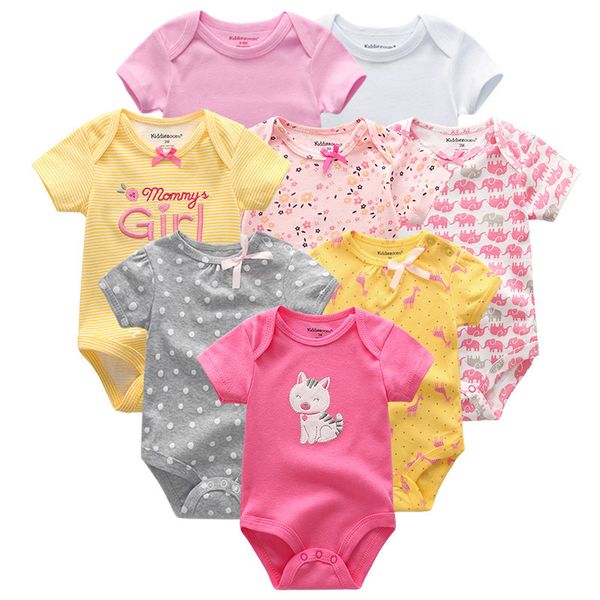 

8 pcs / lot с коротким рукавом baby rompers 100% хлопок комбинезоны новорожденные одежды roupas де bebe мальчики девочки jumpsuitclothing y2, Blue