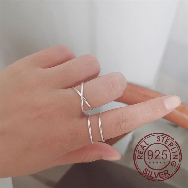 

cluster rings vintage 925 sterling silver double layer cross for women wedding trendy jewelry large adjustable antique anillos, Golden;silver