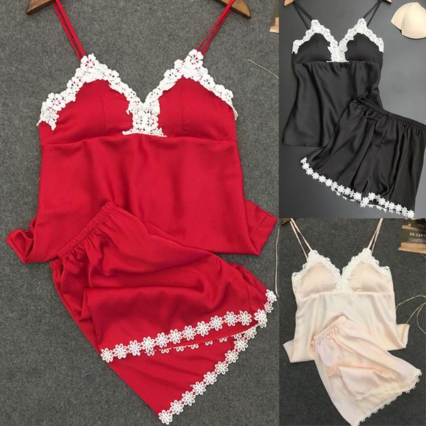 

jeseca new women satin lace pajama spaghetti strap sleeveless summer autumn wear, Blue;gray