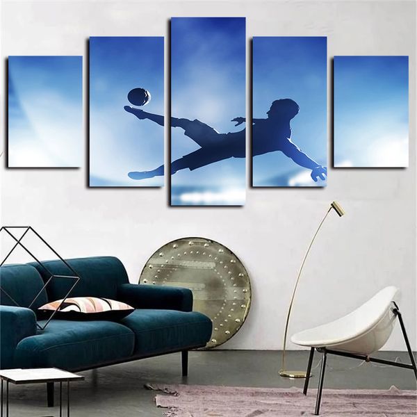 

5 panels soccer sports landscape artworks giclee canvas wall art for home decor abstract poster canvas print oil painting