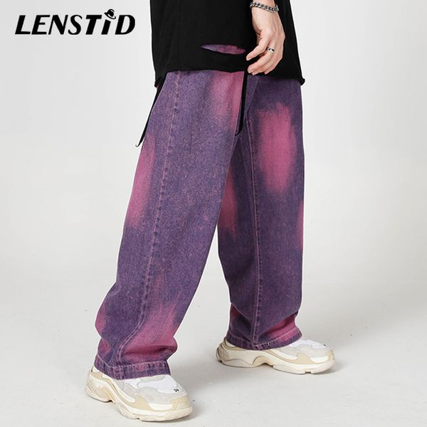 

2020 hip hop tie dye baggy denim pants men streetwear harajuku water washed jeans autumn trousers brand clothing, Blue