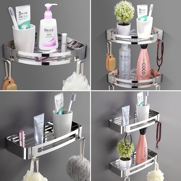 

bath accessory set jd drilling-304 stainless steel triangular basket bathroom shelf wall hanging toilet receptacle accessories